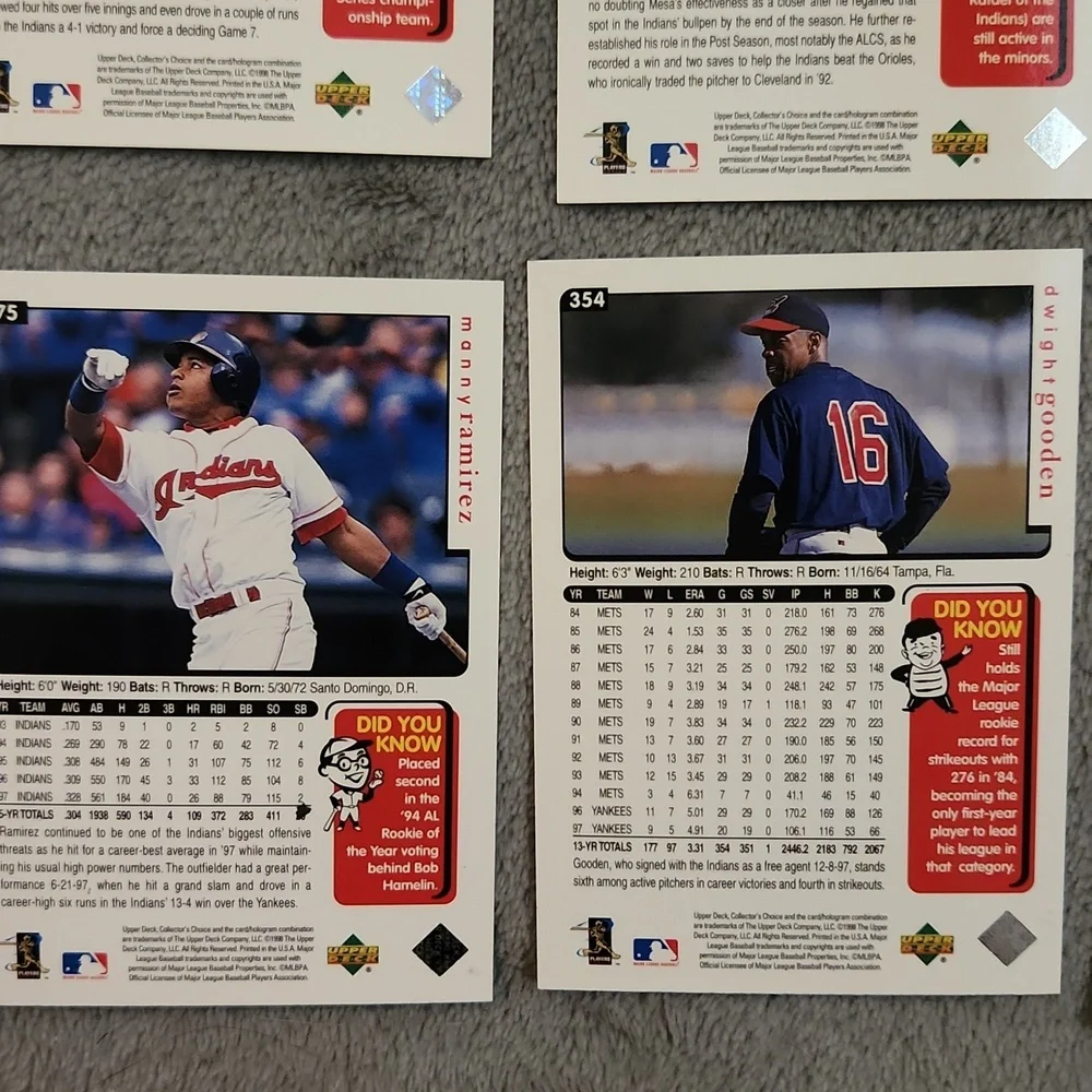 Vintage Upper Deck 1998 Collector's Choice Cleveland Indians Baseball Cards